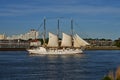 The captain`s training ship GroÃÅ¸herzogin Elisabeth is sailing on the river Weser